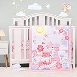 Honkaii Sunshine Fox Crib Bedding Set 4-Piece, Baby Nursery Bedding Sets Including Crib Quilt, Crib