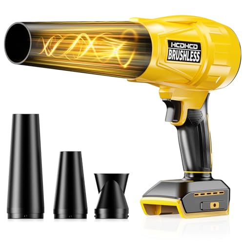 Cordless Leaf Blower for DeWALT 20V Battery,580000RPM Brushless Turbo Jet Blower with 3 Nozzles, Lightweight Handheld Blower for Patio, Lawn, Yard, Leaves, Dust, Garage & Snow Cleaning (No Battery) by HCDHCD - Used condition - US$65.33