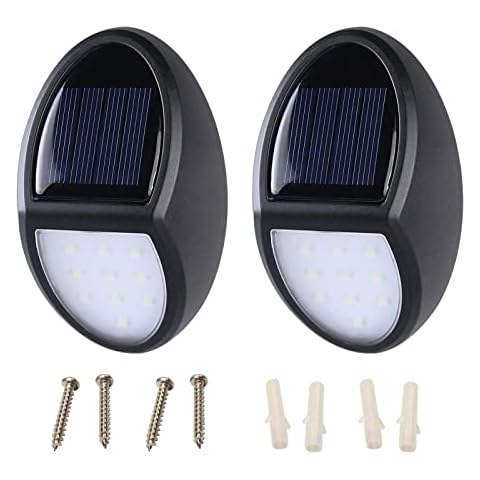 Solar Lights Outdoor, Solar Garden Lights Outdoor Waterproof, for Deck, Patio, Fence, Yard, Garden, Stair, Gate, Wall, Solar Fence Lights Outdoor Garden(2 Pack White) Cover