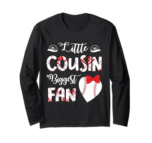 Big Baseball Heart Little Cousin Biggest Fan Player Lover Long Sleeve T-Shirt