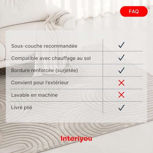 Tapis Cannes 200x300 Crème Design Scandinave Interiyou