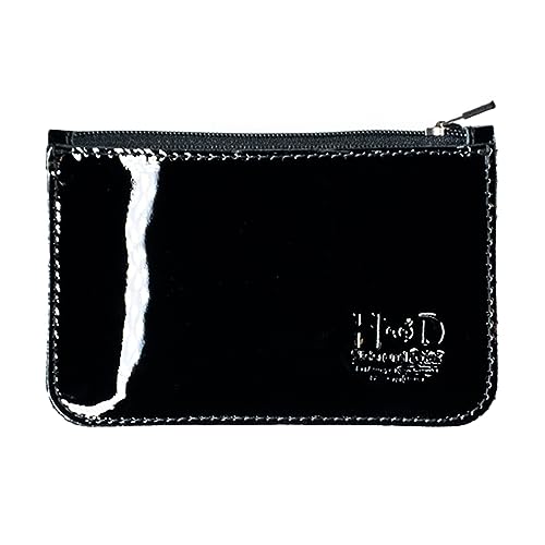 Hide & Drink, Zippered Wallet, Card Case, Folded Bills Storage, Coin Organizer, Travel Accessories, Full Grain Leather, Handmade, Obsidian