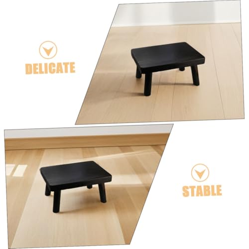 Taburete rectangular Cabilock de madera negra estilo japonés para sala de té 5