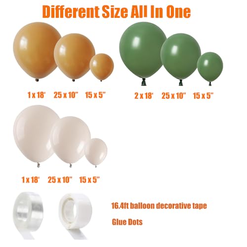 Image of Brown and Green Balloon Arch Kit for Boys One Happy Camper Camp Bachelorette Camping Birthday Outdoor Wild Adventure Party Decorations