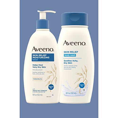Aveeno Skin Relief Moisturizing Lotion For Very Dry Skin With Soothing Triple Oat & Shea Butter Formula, Dimethicone Skin Protectant Helps Heal Itchy, Dry Skin, Fragrance-Free, 18 Fl. Oz #TOP2