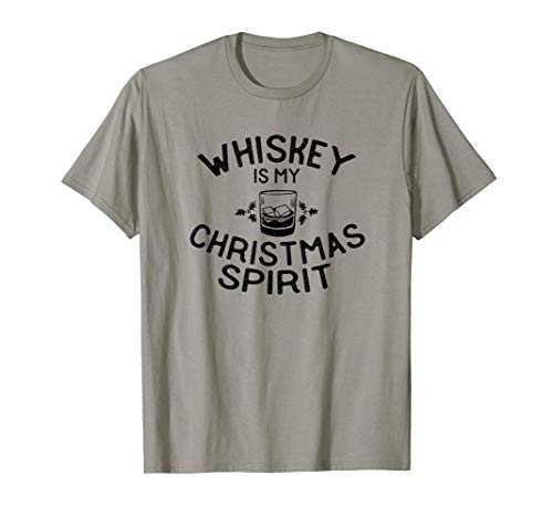 Funny Christmas Spirit Drinking Whiskey Drinker Party Quote Maglietta