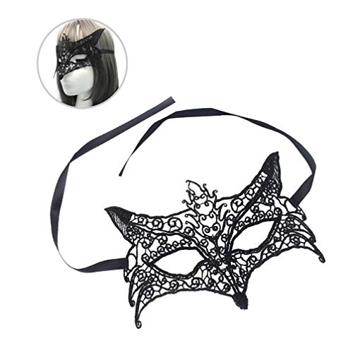 HEALLILY Black Lace Fox Masquerade Mask #TOP27