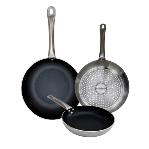 FMprofessional Set di 3 padelle professionali 20/24/28 cm, in alluminio leggero e resistente, adatte per induzione e tutti i tipi di cucine, antiaderente doppio strato, struttura a nido d'ape
