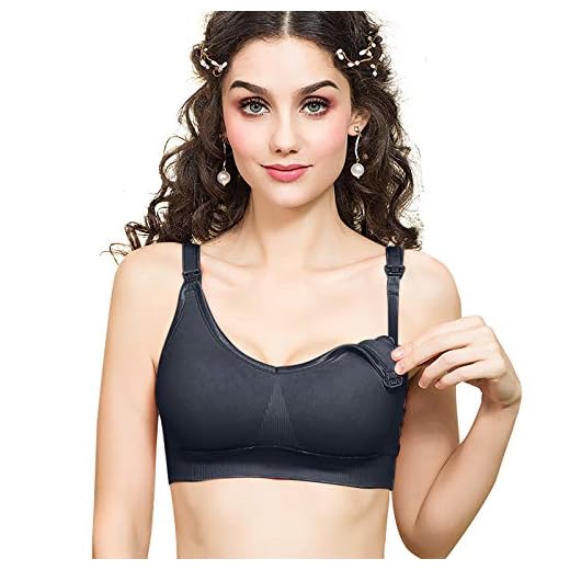 Amnings-bh-moderskap-bh, trådlös, sömlös graviditet, bh efter födseln och födseln, sport utan trådsamling i stor storlek U-formad amnings-bh (Svart, XL)