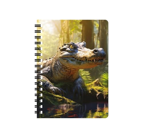 3D LiveLife Jotter - Gator Haven from Deluxebase. Spiral Bound A6 5.5x4in Small Notebook with 80 Plain Recycled Pages. Pocket Sized Animal Notepad, Journal or Drawing Book with Alligator Cover