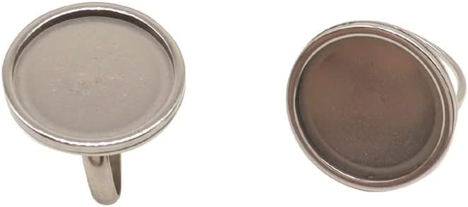 SHUNAE 10pcs Stainless Steel Adjustable Ring Base 20mm Dia cabochon Settings DIY Bezel Blanks for Jewelry Rings Making