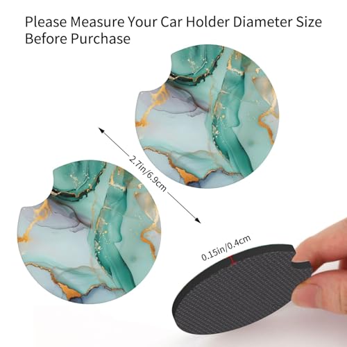 Portavasos para auto, 2 piezas, verde menta con mármol dorado miniatura 2