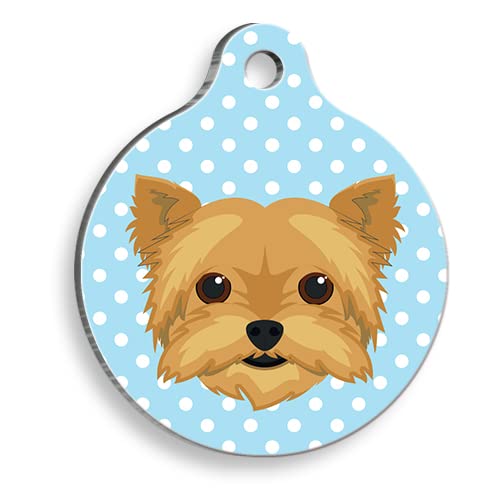 YORKSHIRE TERRIER Personalized Dog Tag - Custom Name Tag - ID Tag for Dog & Cat - Customized Pet Tags - Dog Name Tag - Cat Name Tag - Engraved Dog Tag (Blue)