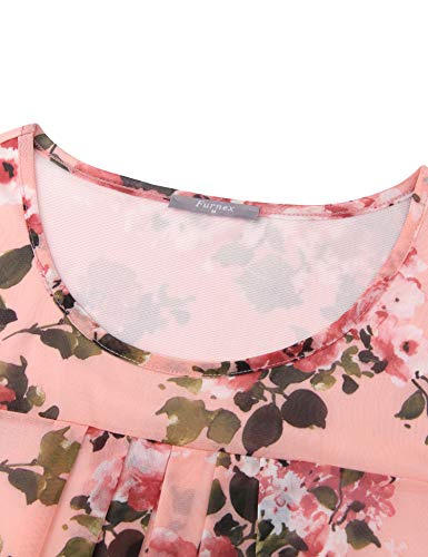 Furnex Floral Blouse For Women,Women Blouses And Tops Dressy Layered Tunic Tops For Women Loose Fit Ruffle Blouses Work Casual Swing Tunics Short Sleeve Mesh Tunic Tops For Leggings Pink Floral Xxl #TOP1