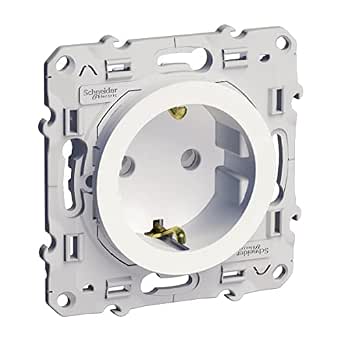 Schneider Electric - Odace, prise de courant 2P+T Alu, à vis, connexion rapide - S530059