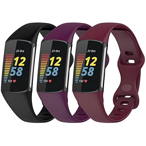 Gheper 3 Pack Slim fit Bands Compatible with Fitbit Charge 5 Smartwatch Bracelet Soft Silicone Replacement Sport Wristband Straps for Women Men Cover