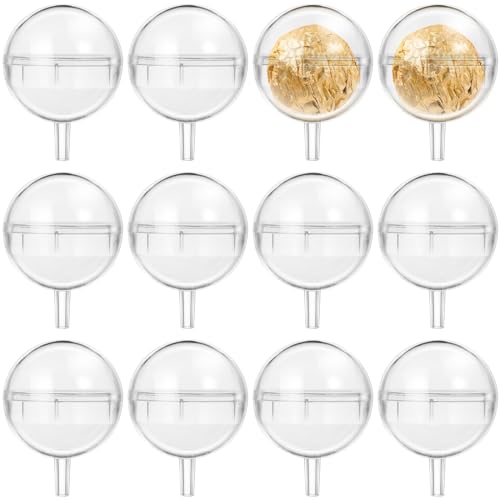 VILLCASE 100pcs Clear Chocolate Holder Ball, Acrylic Round Chocolate Ball Bouquet Box Holder, Flower Packaging Support Rack Candy Holder for Bouquet Wedding Party Decor
