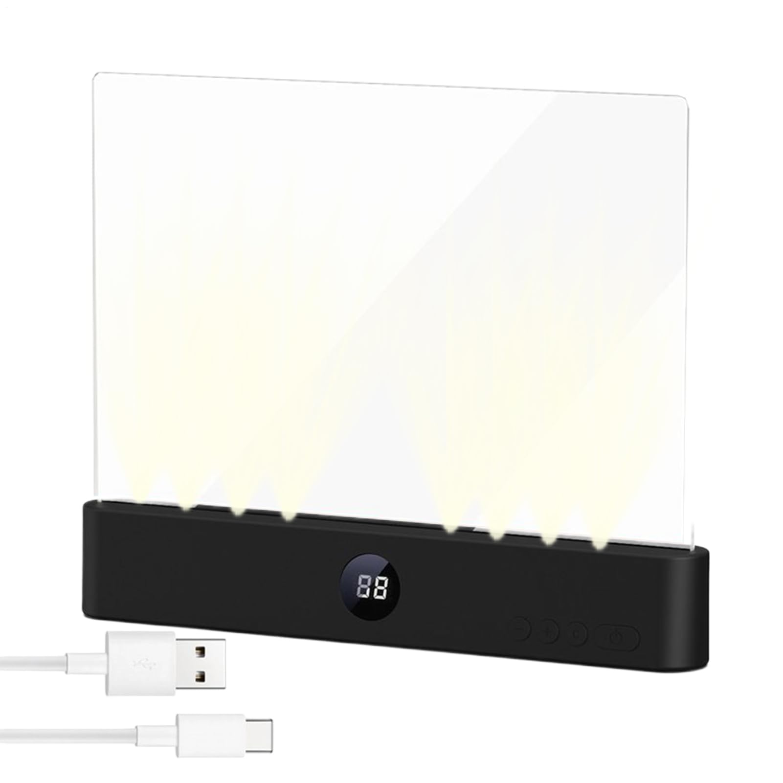Flat Book Light, Rechargeable LED Clear Full Page Reading Light, Page Readings Lamp with Timer 3 Colors and Brightness Adjustment for Readers Women Men