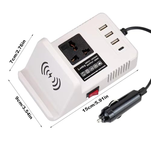 Cargador de coche de 200W con carga rápida y convertidor de enchufe para tableta 5