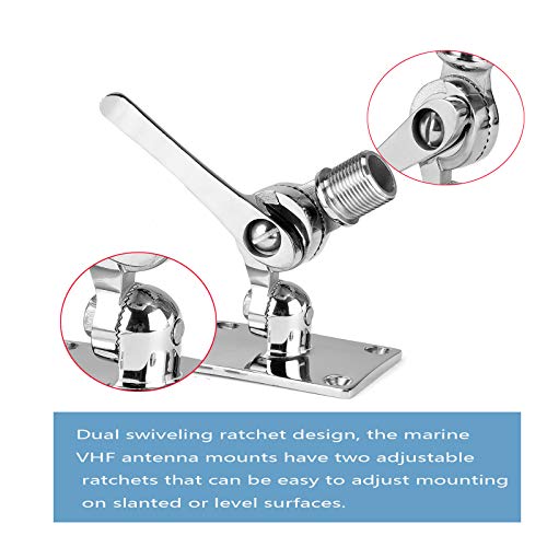 Marine Vhf Antenna Mounts, Adjustable Base Vhf Antenna Mount For Boat, 316 Stainless Steel, Heavy Duty, Include Installation Accessories Screws #TOP3