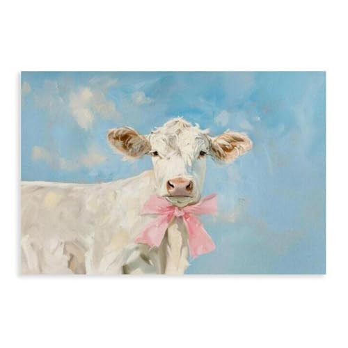 Poster vache sur toile 50x75 cm pour décoration murale de salon