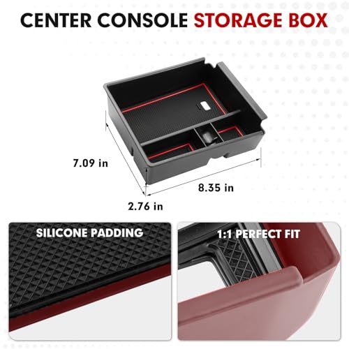 Autorder Custom Fit for Center Console Organizer Hyundai Santa Cruz 2022 2023 Interior Accessories Armrest Storage Box Secondary Insert Tray Black with 2 Color Mats