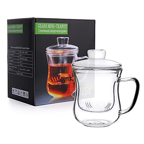 CNGLASS Glass Tea Cup with Removable Infuser and Lid,10oz Thickened Glass Infuser Mug,Borosilicate Glass Mug for Loose Leaf Tea,Teabags — view 6