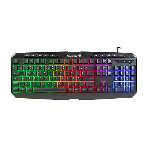 Teclado Gamer Multimidia Spider Black RGB Rainbow Preto Fortrek