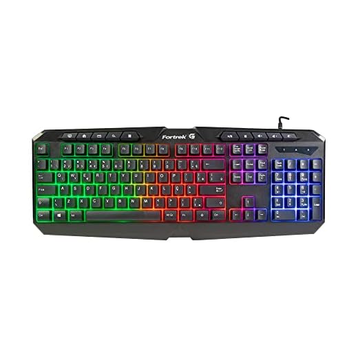 Teclado Gamer Multimidia Spider Black RGB Rainbow Preto Fortrek