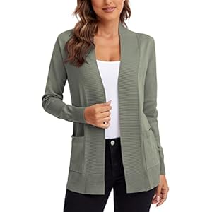 Urban CoCo Women’s Lightweight Open Front Knit Cardigan Sweater Long Sleeve with Pocket