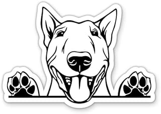 Bull Terrier Dog Peeking Vinyl Sticker - for Water Bottle Phone Car Tumbler Laptop - Waterproof - 3"