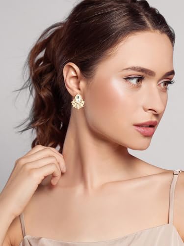 SWEETV Sparkly Cluster Rhinestone Earrings for Women, Fancy Crystal Wedding Bridal Stud Earrings for Brides,Bridesmaid, Prom Formal Vintage Party Jewelry Gifts2
