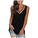 Produktbild KIMODO Damenmode Weste Spaghettiträger V-Ausschnitt Spitze Camisole Casual Solid Strap Ärmellose Weich Tanktops Lässige Einfarbige Bluse (A-Schwarz, M)