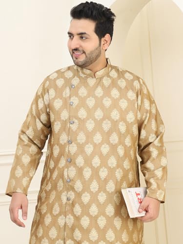 Image of SOJANYA Plus(Since 1958) Men's Pure Cotton Kurta with White Embroidery
