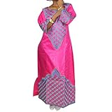 TIDOIRSA African Dresses for Women, 3/4 Sleeves Embroidery Dress With Scarf (4XL, Pink)