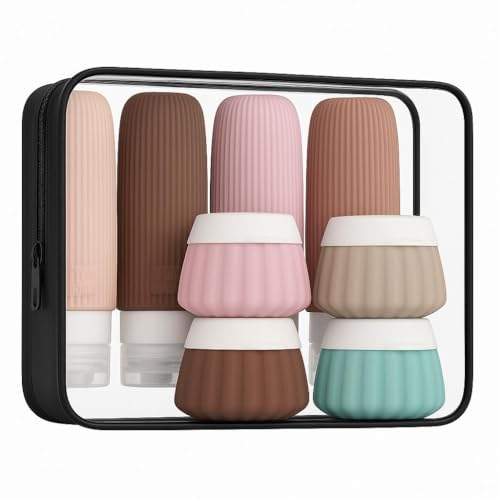 Glivary travel Bottles Kit for Toiletries Organizer BPA Free 90ml Silicone Size Containers Portable Bottle Accessories for Conditioner Shampoo Lotion(4 pack),Multicolor (combo big/small silicon)