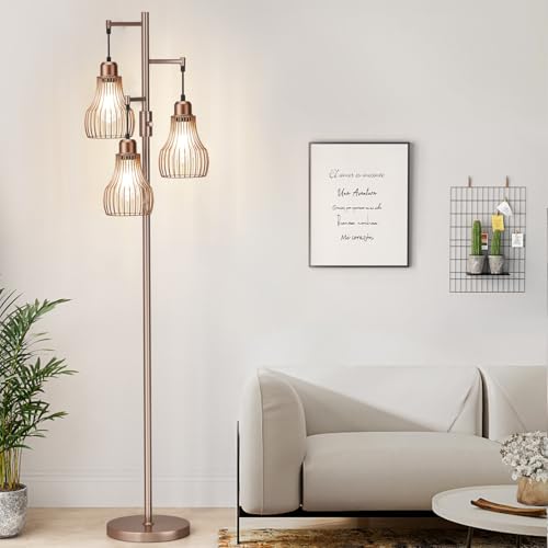 Ziisee Dimmable Floor Lamps for Living Room, Industrial Tree Standing