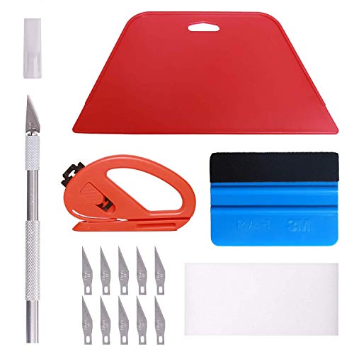 Wallpaper Smoothing Tool Kit, Multi-Function 15 Pcs Smoother Tools Set for Contact Paper Peel and Stick Wallpaper Car Wrap Vinyl Window Tint Glass Film Wallpaper Glue Adhesive Brush Tray Roller Knife by Grajar - Used condition - US$6.86