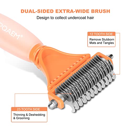 Undercoat Grooming Rake for Large Dogs & Cats with Silicone Gel Handle, 2 Sided Dematting Comb and Deshedding Brush for Shedding Long Hair, Removing Tangled, Loose Fur & Knots From Small Animals Coat - Thumbnail 4