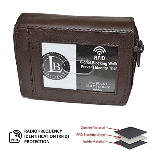 Leatherboss Leather RFID Identity Safe Double Zippered Accordion Wallet3