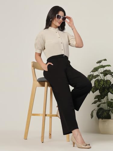 Image of Style Quotient Women Solid Beige Regular Fit Flex Formal Shirt