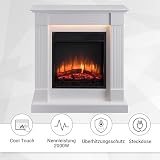 BALDERIA Elektrokamin Ladina - Elektrischer Standkamin mit 3D-Flammeneffekt, Elektro Heizung 2000W, LED-Beleuchtung, Fernbedienung, Timer & Thermostat - Weiß
