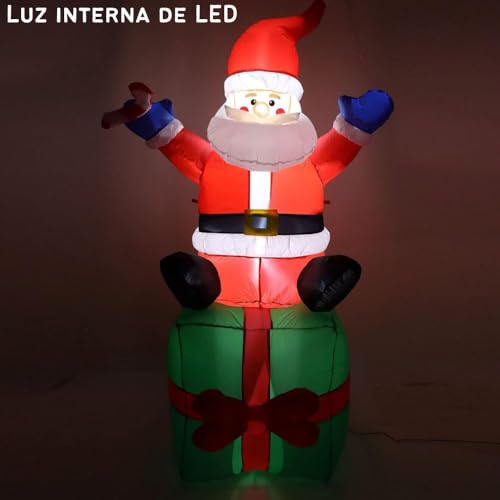 Papai Noel Inflável Gigante na Caixa Decoração Natal Luz Led Bivolt