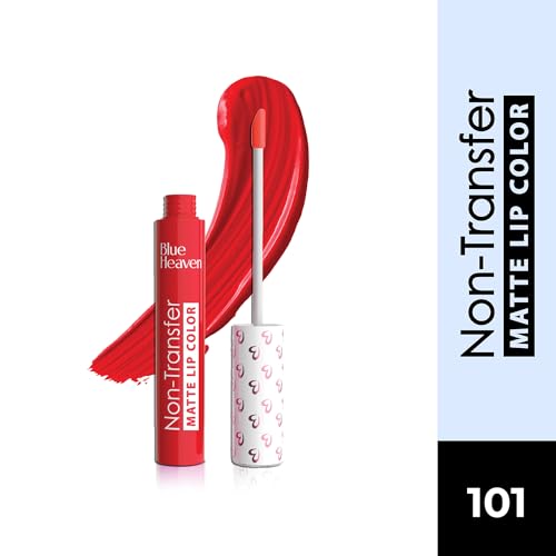 Image of Blue Heaven Non Transfer Matte Lip Color, Long Lasting upto 8 hrs, Light Weight & Smudge Proof, Non Transfer Liquid Lipsticks for Women, 101, 2.8ml