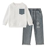 ADXSUN Little Boy Clothes Long Sleeve Pocket Sweatshirts+Denim Jeans 2PC Fall Winter Outfits 3-8 Years