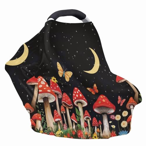 Image of Mushroom Moon Car Seat Covers Dust Cover Baby Wind-Protected Soft Infant Stroller Cover Breathable Breastfeeding Shawl Multi-Use Car Seat Canopy Cover
