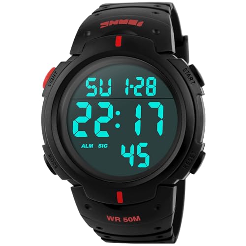 PASOY Digital Waterproof LED Watch 50mm Black Rubber Dive