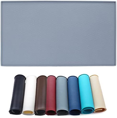 AMZNOVA Pet Feeding Mat Dog Cat Bowl Mat 60cm×40cm Large Waterproof & Anti-slip Food Grade Silicone Pet Food Mat, Grey