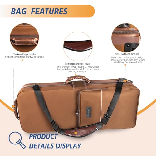 Omebaige Tenor Saxophone Case With Wheels - Roller Bag, Backpack, Thicken Padded Shoulder Strap, Handle Strap, Sax Accessories Carrying Bag - Thumbnail 4