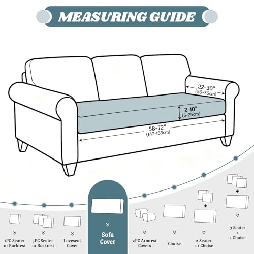 KinCam Couch Cushion Covers, Stretch Sectional Couch Covers Sofa Cushion for L Shaped Couch Cover Washable Sofa Slipcovers Sofa Covers(Sofa Cover, Light Blue) — view 5